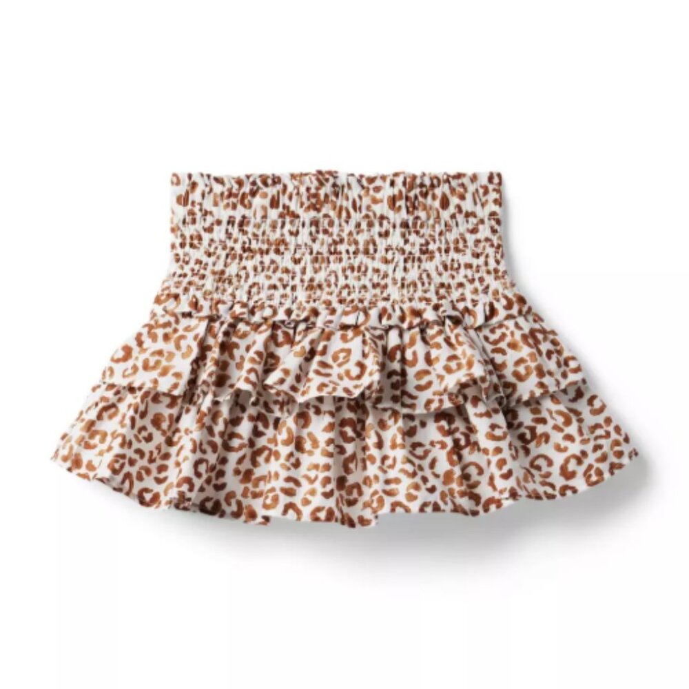 Janie and Jack The Hailey Smocked Skirt Leopard Print Tiered Ruffle Sz 5 $54.00